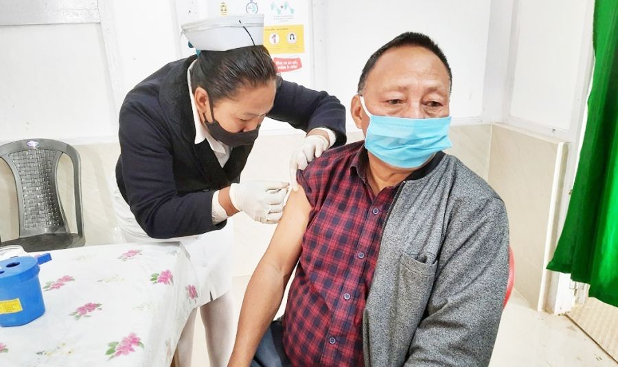 CMO, Wokha, Dr CW Tungoe administered with the COVID vaccine on January 20. (DIPR Photo)